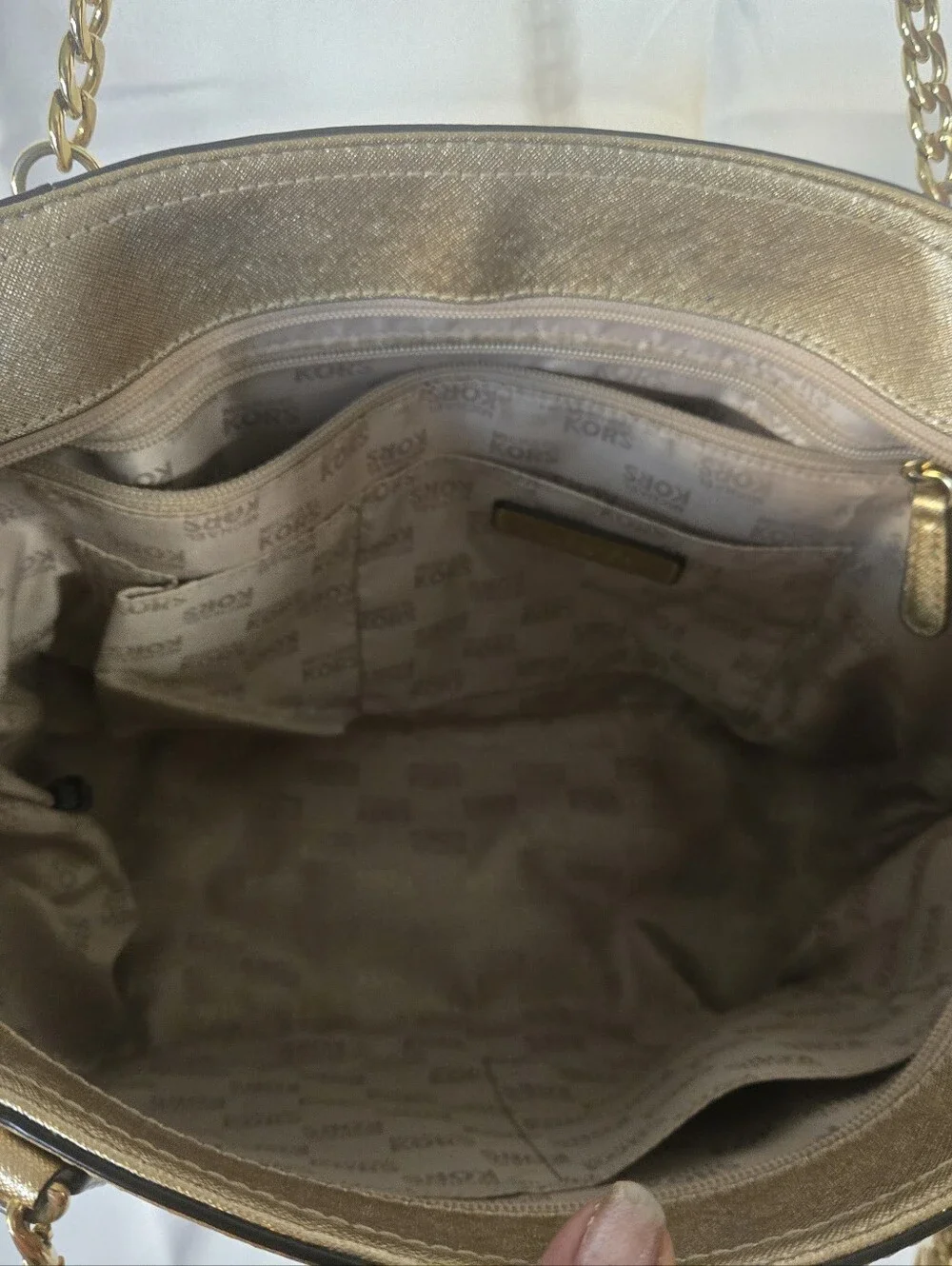 Michael Kors Metallic Gold Tote with Chain Straps